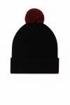 UC413 Pom Pom Beanie Black/Red colour image